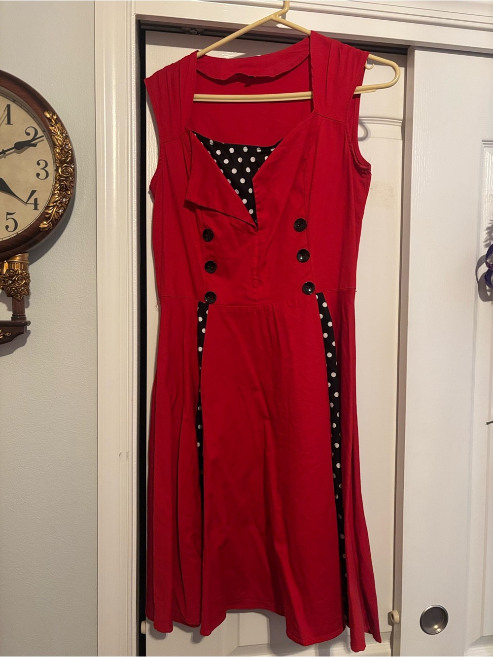 Amazon Red Sleeveless Polka Dot-Trim Fit & Flare Dress